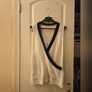 Maeve Anthropologie Womens Knit Vest Nwt Sz Large White And Black